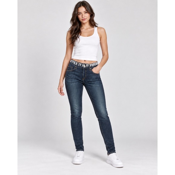rag & bone Denim - Rag & Bone tomboy Skinny Jeans size 26 dark Wash Graphic Waistband low rise 8"